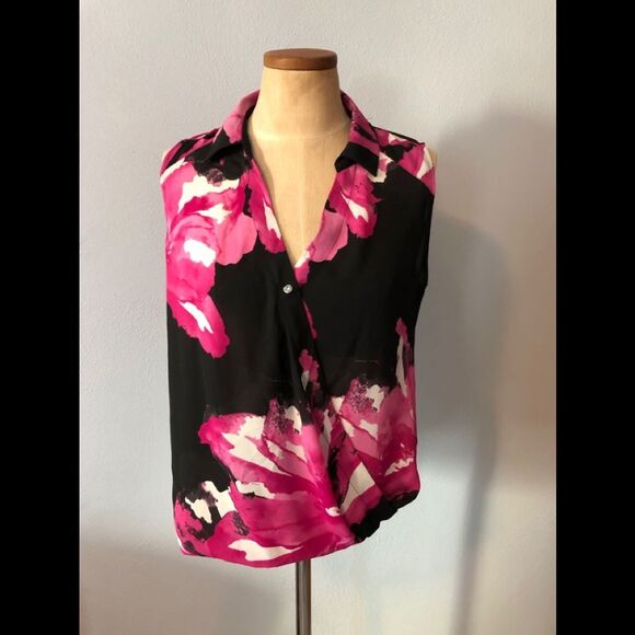 INC Sleeveless Blouse Floral Print Faux Wrap PL 🌺 - Picture 3 of 6